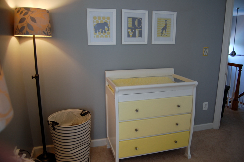 Yellow Ombre Dresser Drawers in this Yellow and Gray Nursery