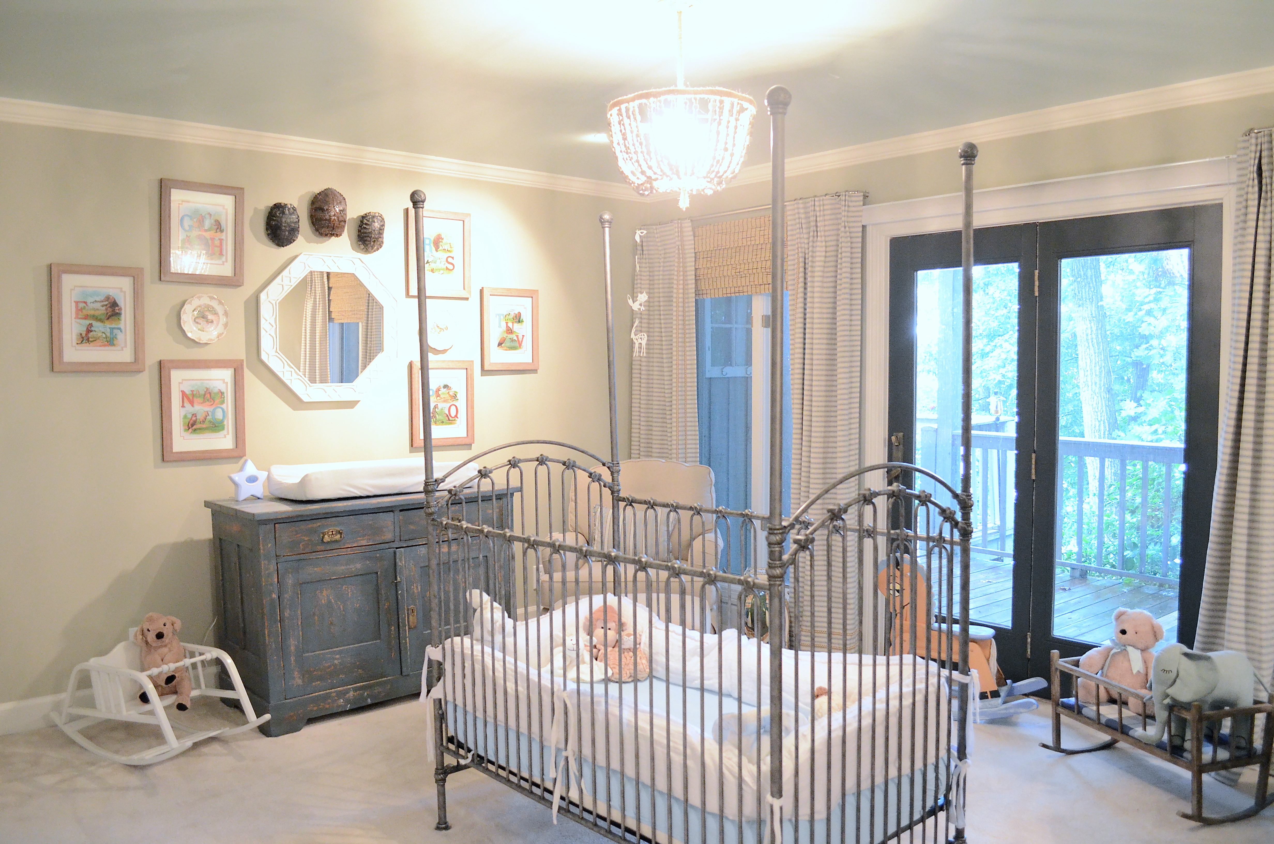 Four-Poster Iron Bed in this Natural Nursery