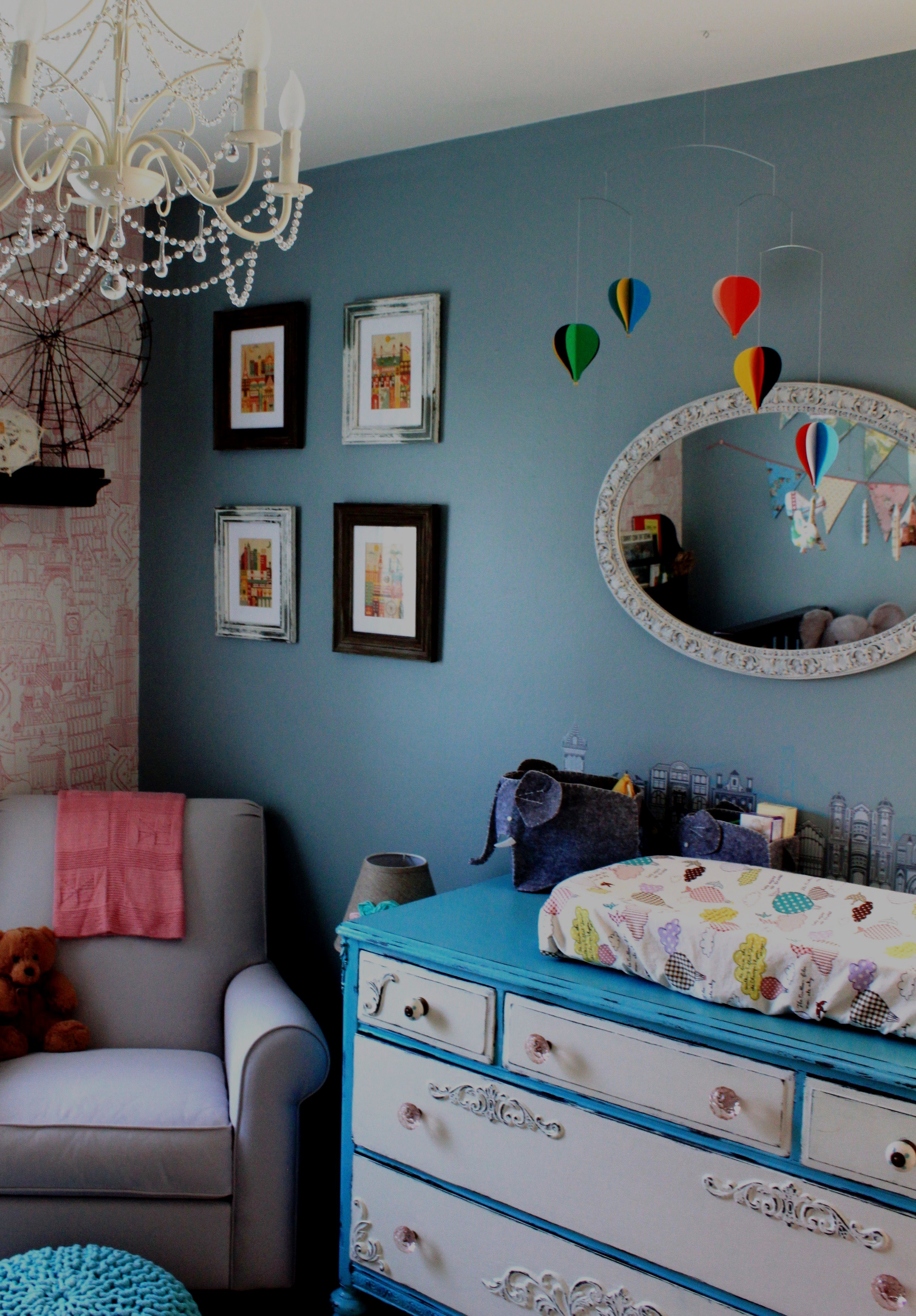 Restored Blue and White Dresser