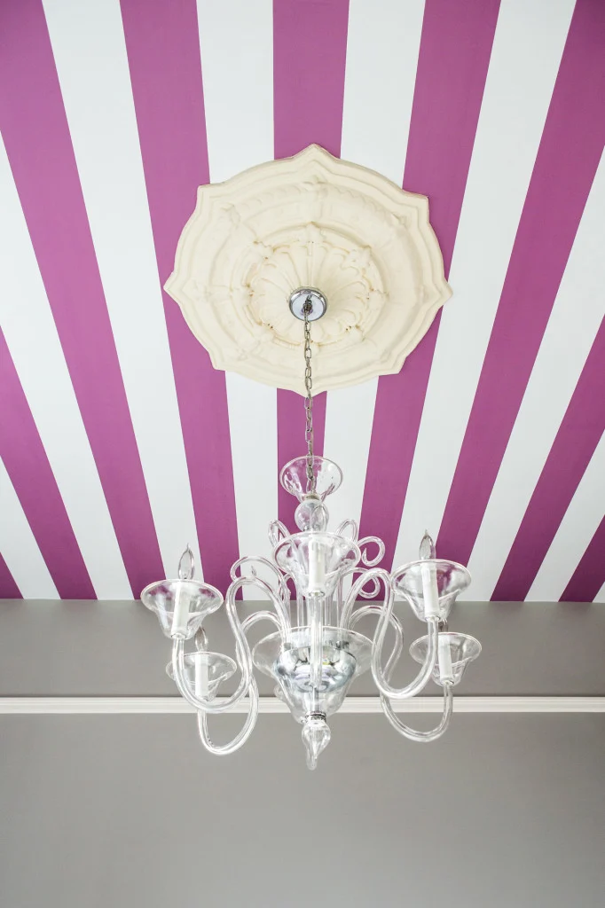 Purple and White Striped Ceiling - Project Nursery