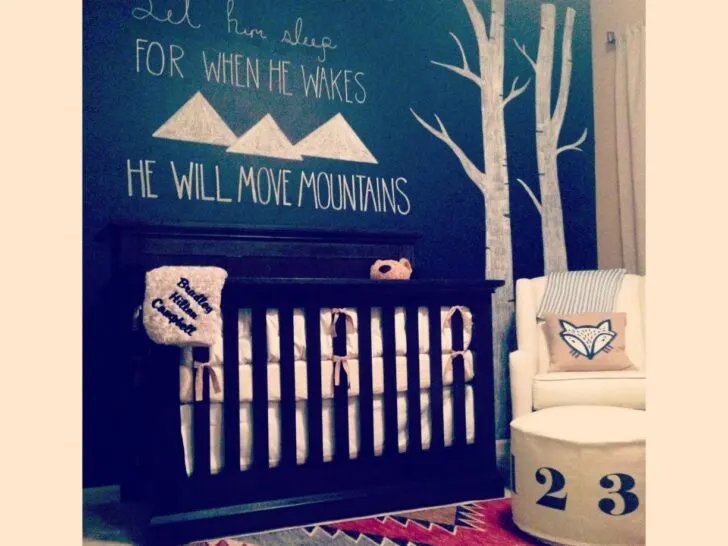 Chalkboard Accent Wall in this Fox Nursery