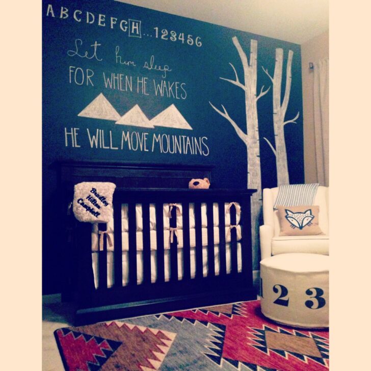 Chalkboard Accent Wall in this Fox Nursery