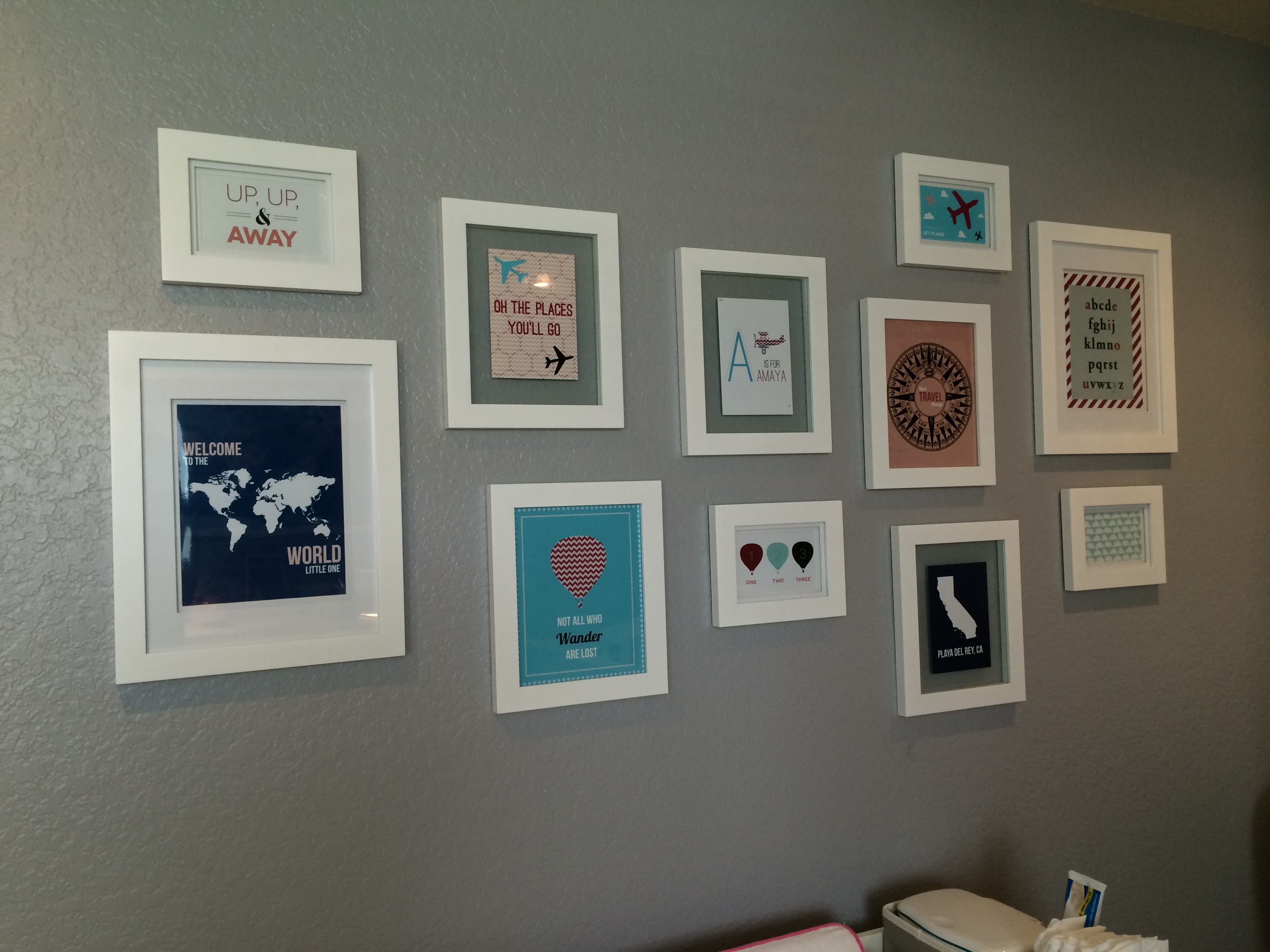 Travel Themed Gallery Wall in this Travel Themed Nursery