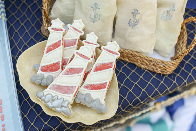 Nautical Theme Party Lighthouse Cookies