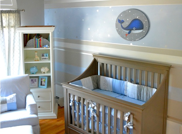 Nursery with Striped Accent Wall