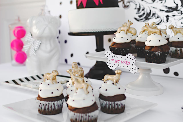 Cupcakes with Gold Puppy Toppers