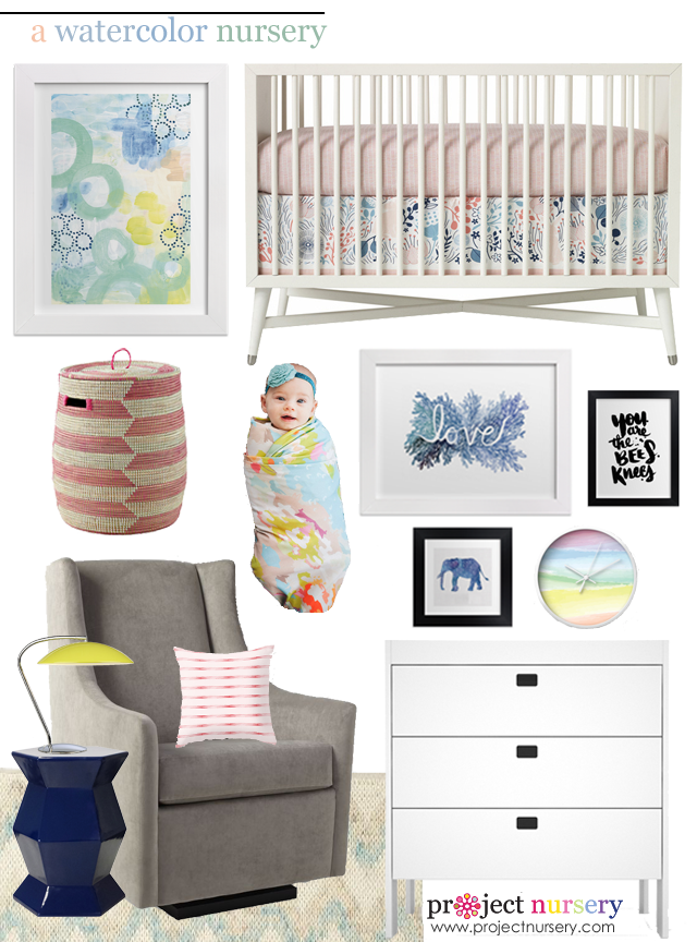 Watercolor Nursery Design Board - Project Nursery