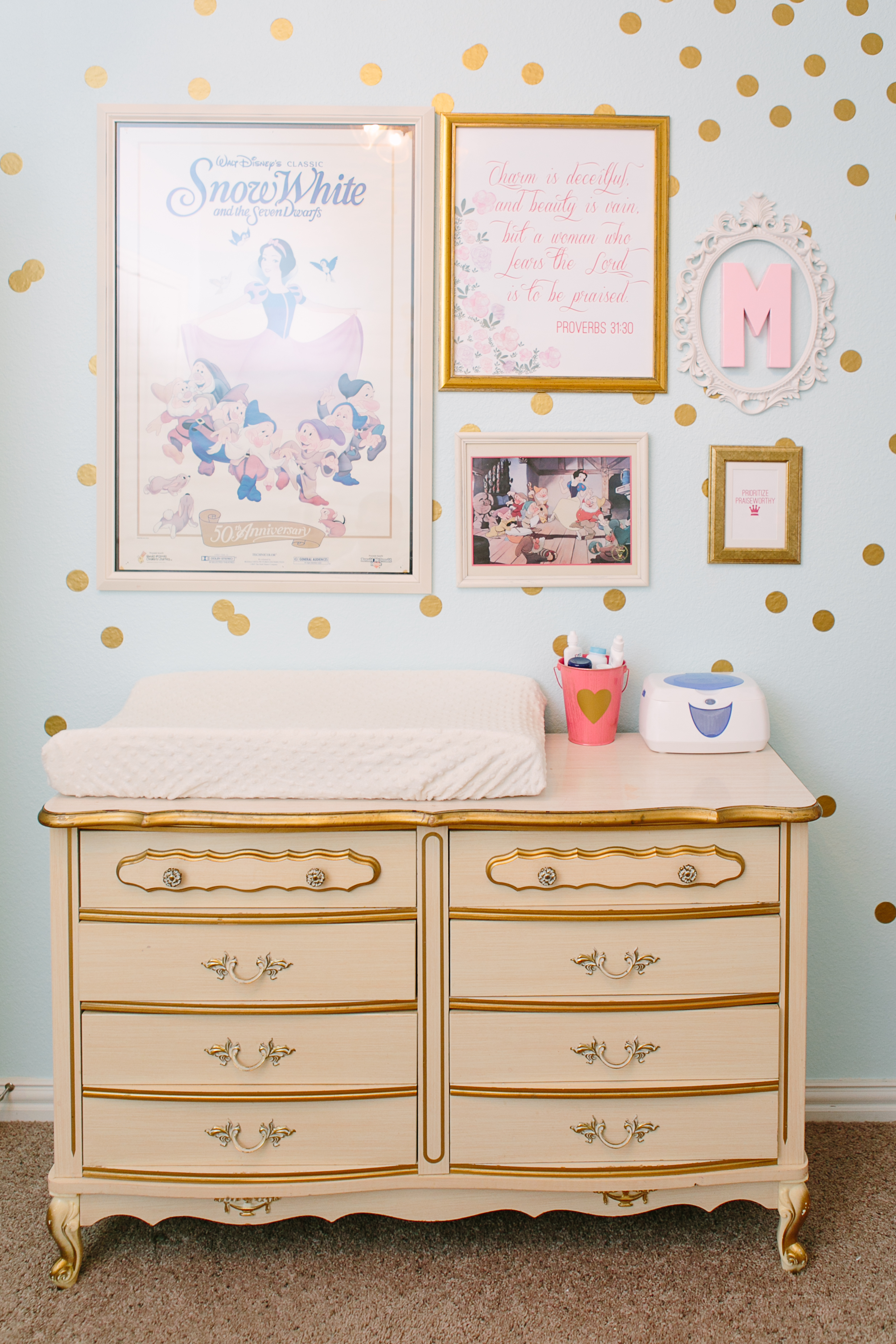 Vintage Dresser with Modern and Vintage Nursery Prints