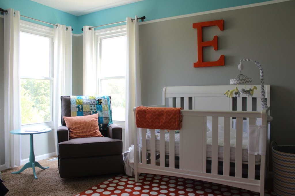 Gray, Orange and Aqua DIY Nursery