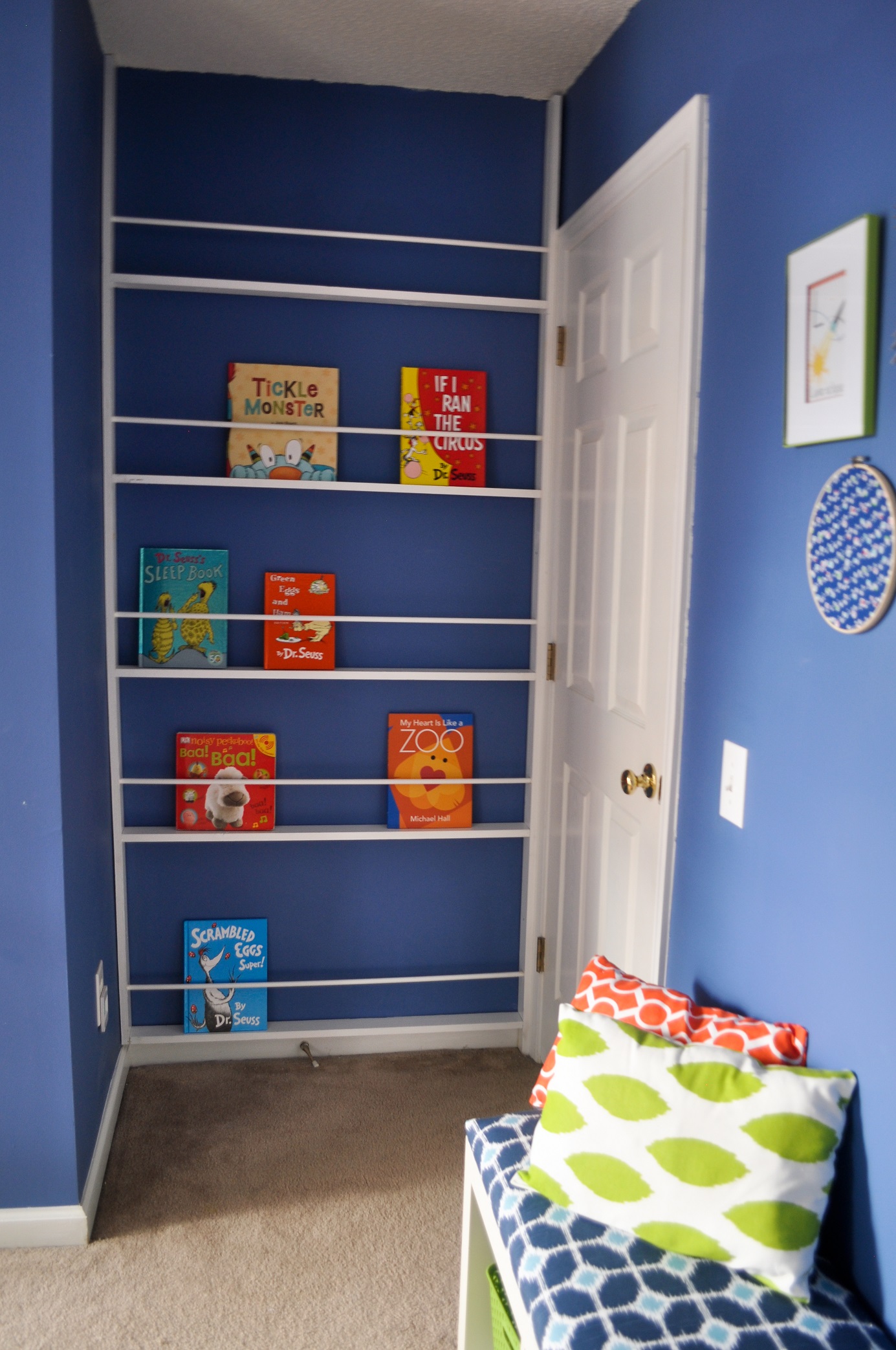 DIY Behind the Door Nursery Bookshelf