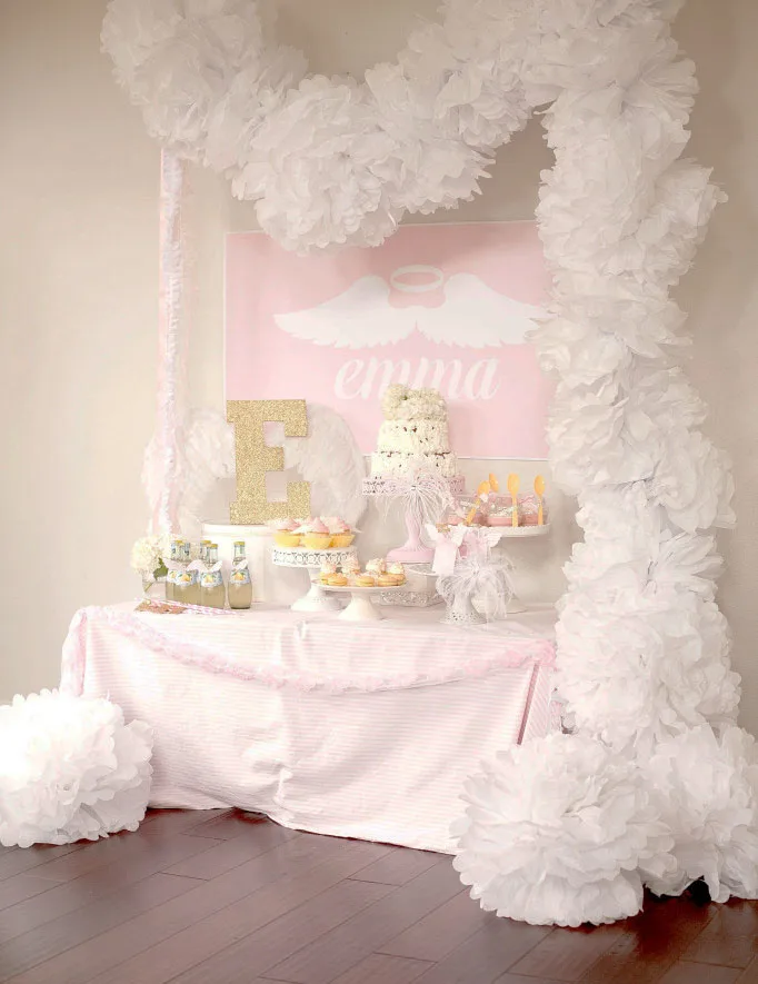 Angel First Birthday Party Dessert Table - Project Nursery