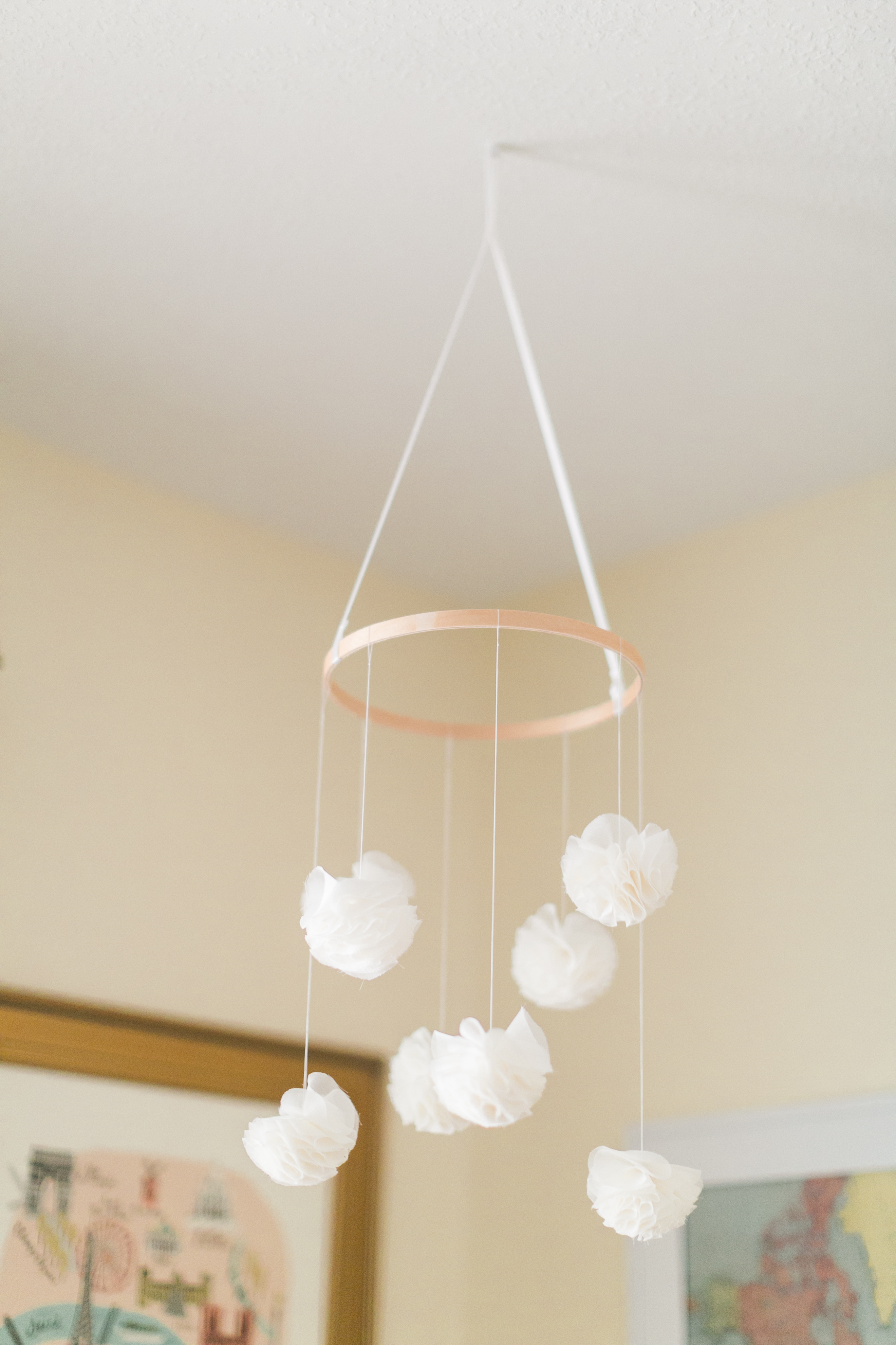 Ivory Poms Baby Mobile