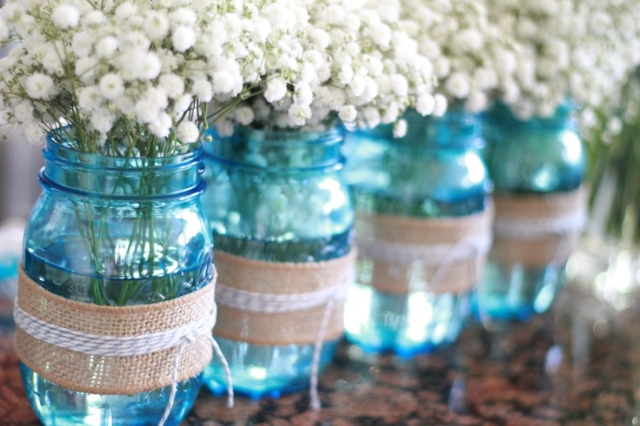 Mason Jar and Burlap Floral Arrangement - Project Nursery