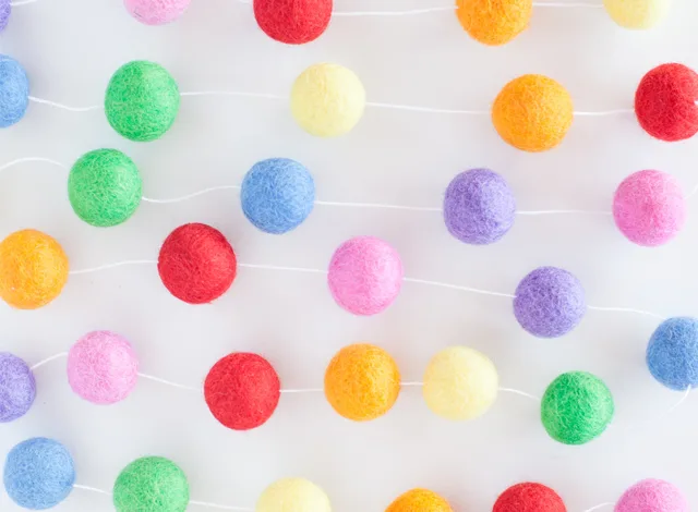 Rainbow Felt Ball Garland