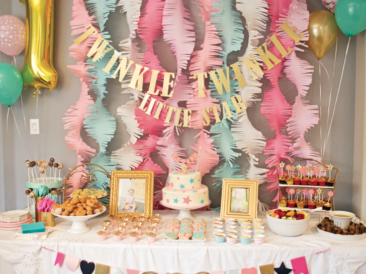 Pink and Gold Twinkle Little Star 1st Birthday Party