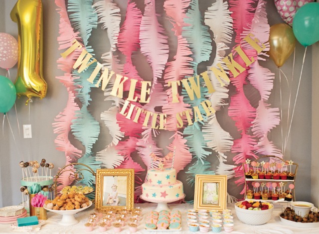 Pink and Gold Twinkle Twinkle Little Star Birthday Party - Project Nursery