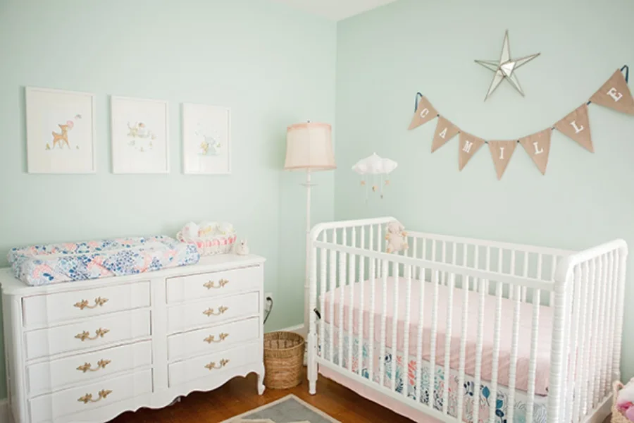Mint Nursery with Vintage Changing Table