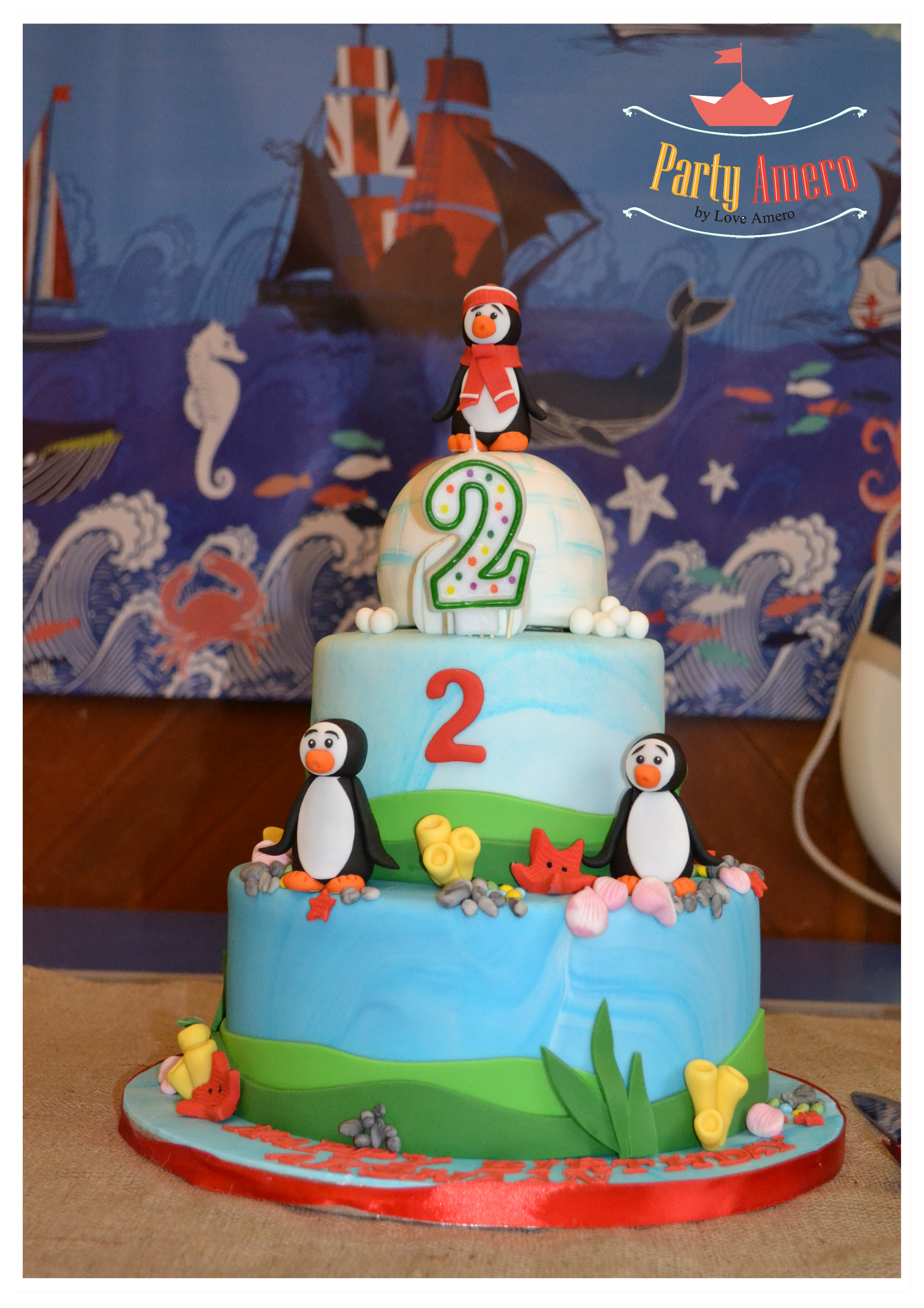 Penguin 2nd Birthday Cake