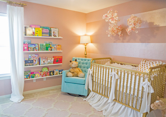 Soft Pink Nursery with Gold Crib - Project Nursery