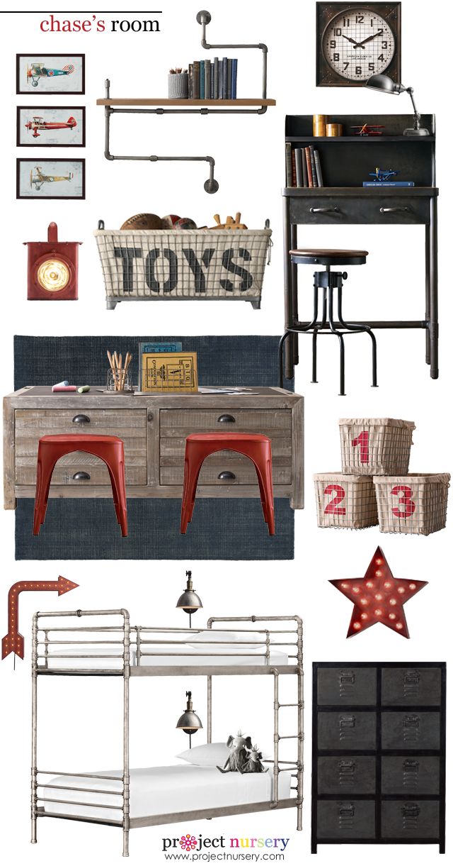 Industrial Vintage Boy's Room Design Board - Project Nursery