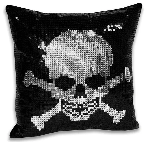 Sequin Skull and Crossbone Decorative Pillow from Overstock