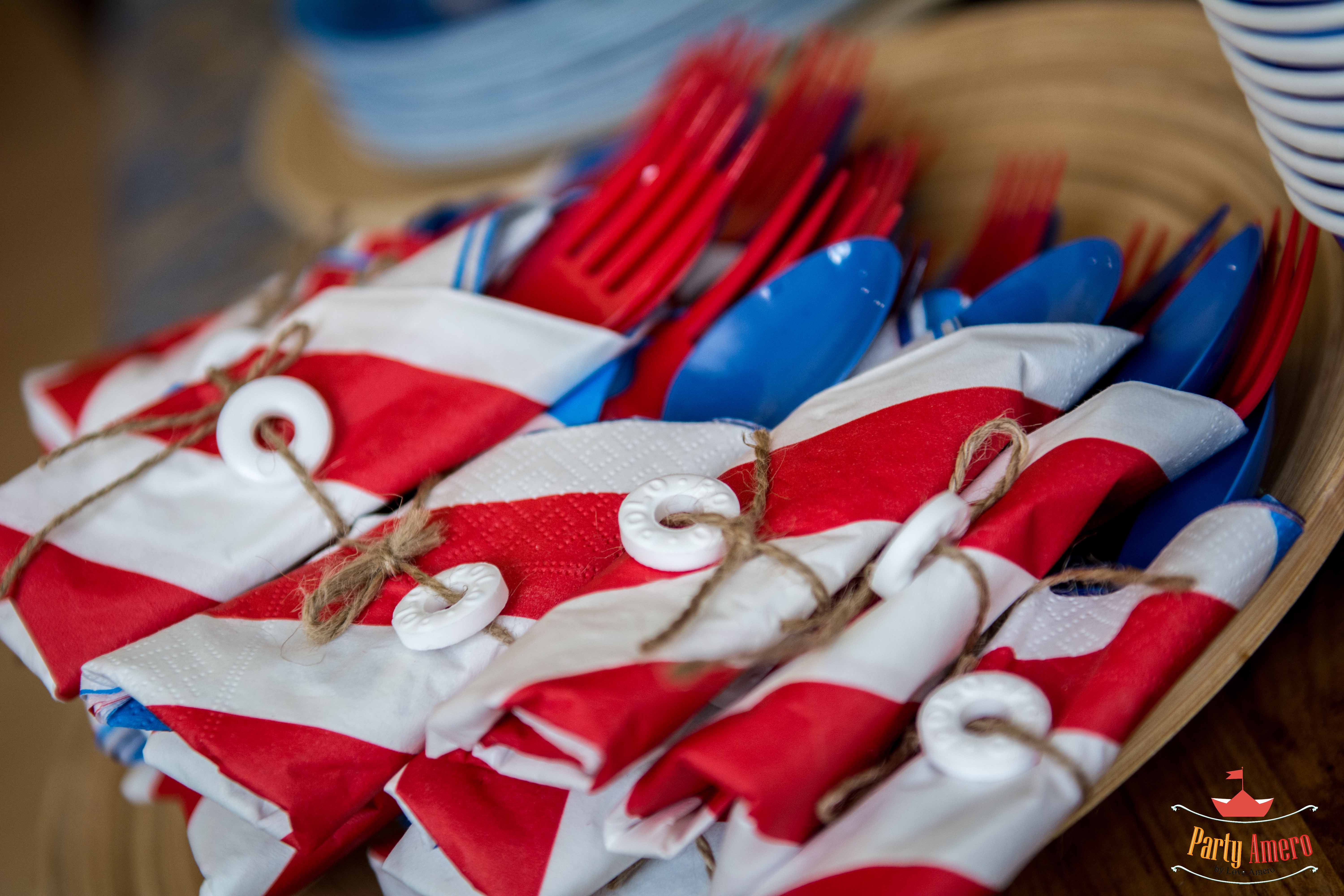 Nautical Inspired Silverware for this Nautical Birthday Party