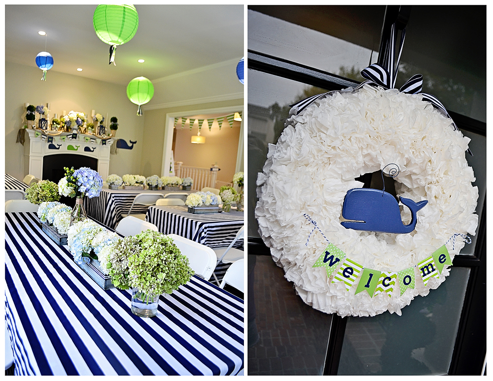 A Preppy Whale 1st Birthday Party Door Wreath