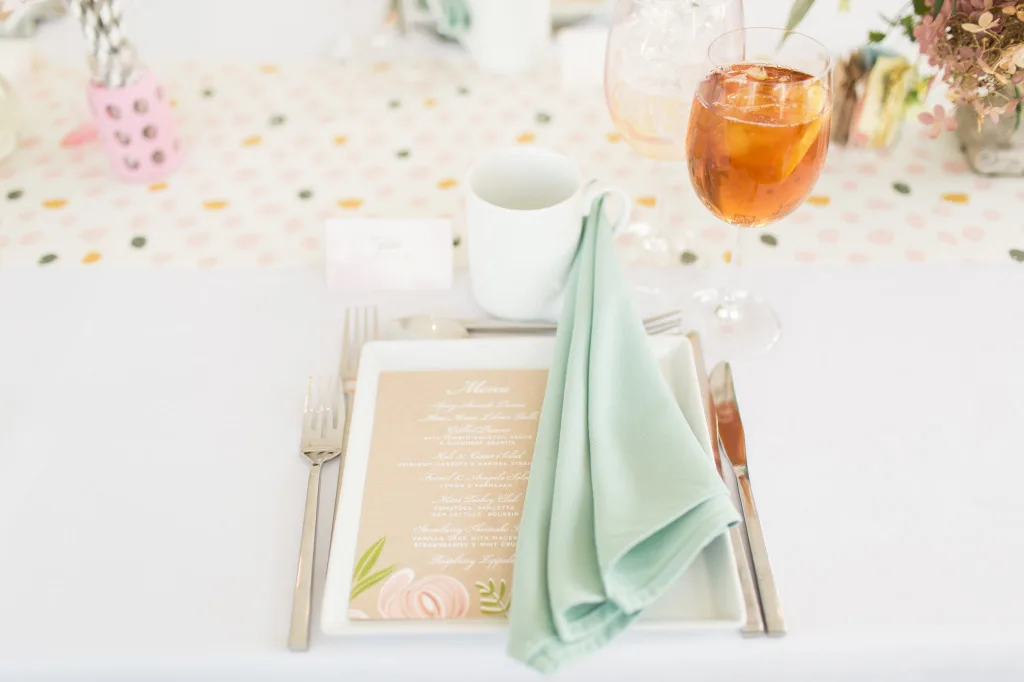 Peach and Mint Baby Shower Table Setting - Project Nursery