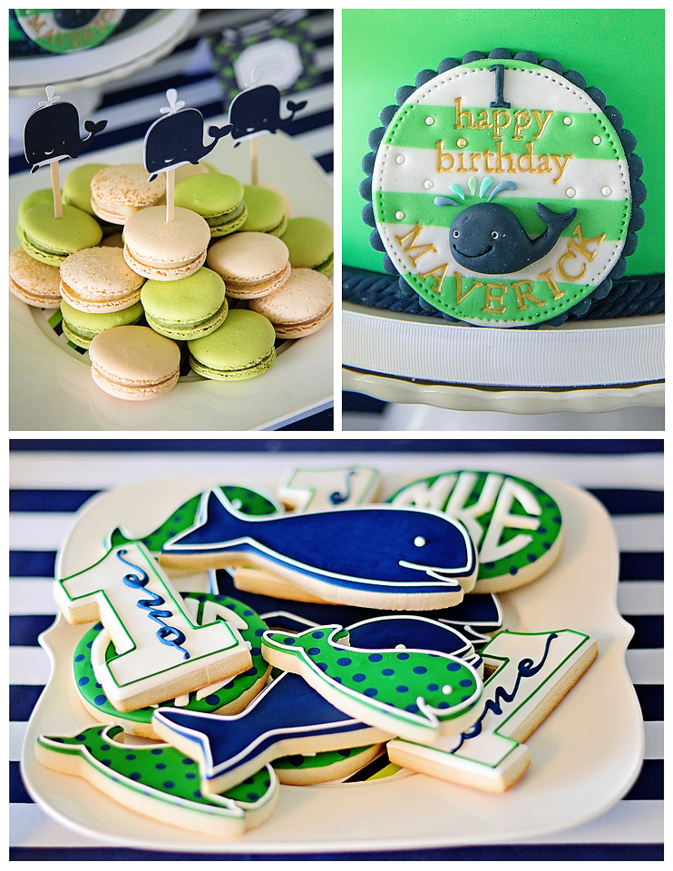 Preppy Whale 1st Birthday Party Cookies