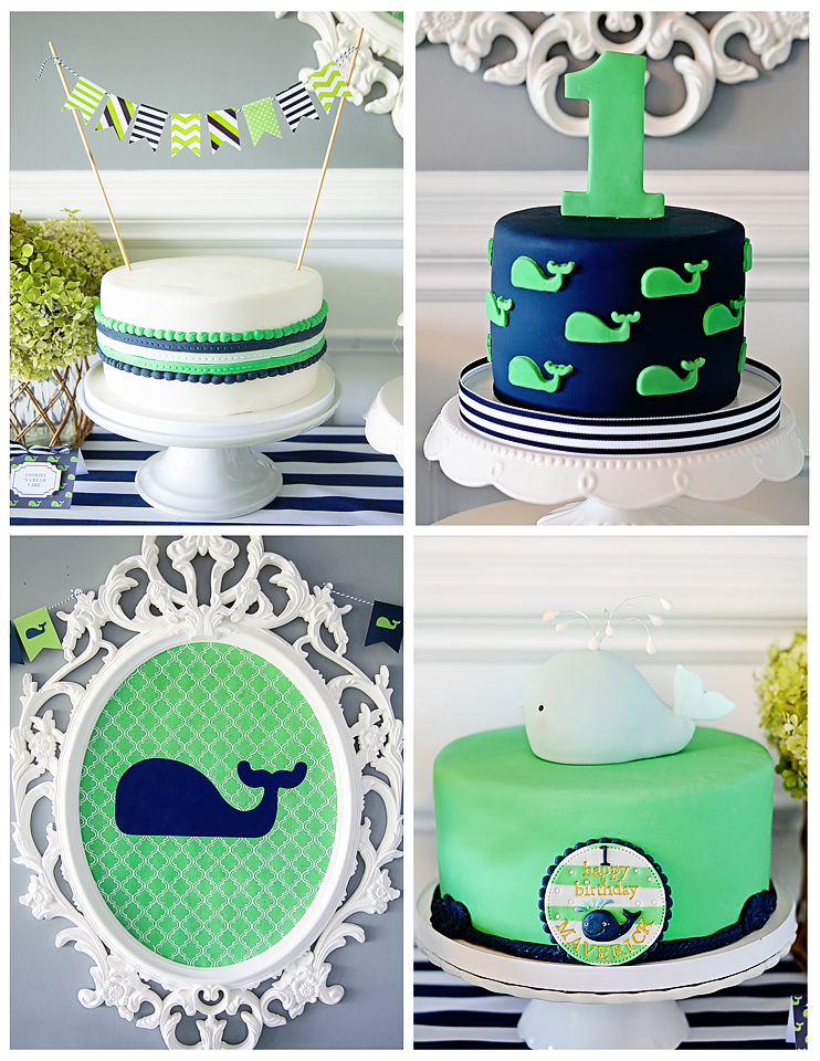 A Preppy Whale 1st Birthday Party Cakes