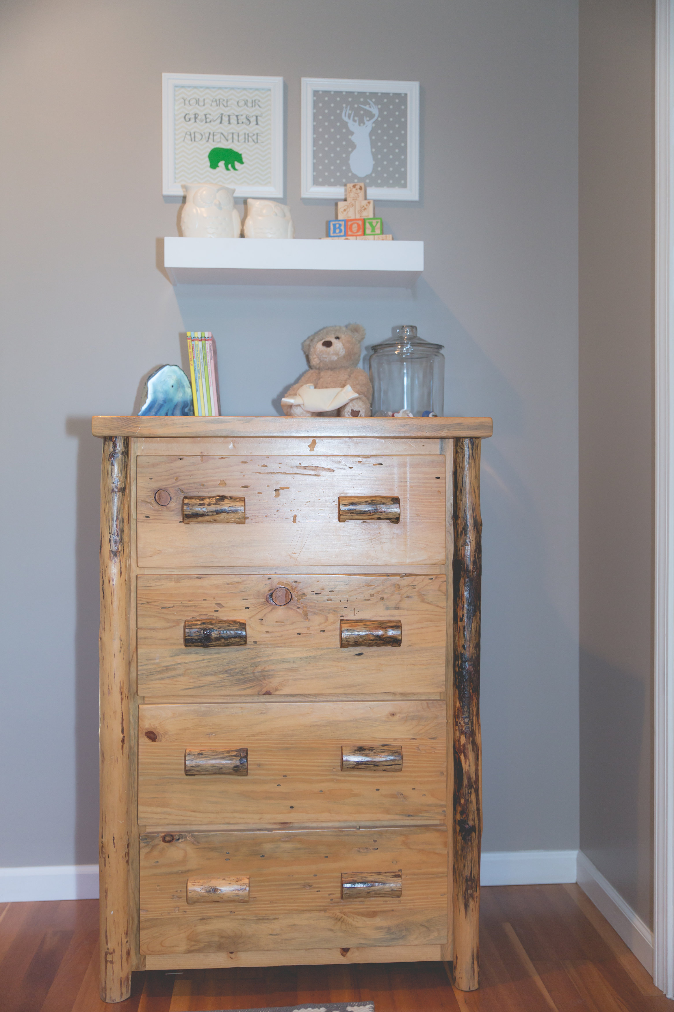 Handmade Wooden Dresser in this Woodland Nursery