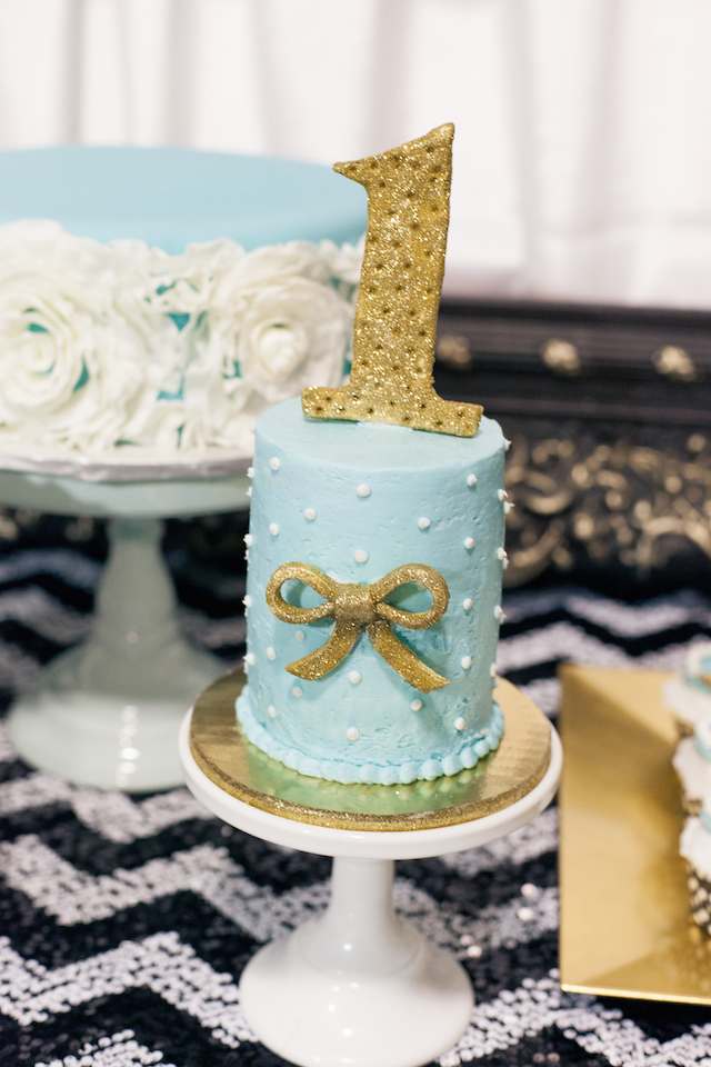 Tiffany Blue and Gold Smash Cake - Project Nursery
