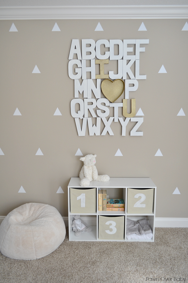 Neutral Nursery with Alphabet Wall Art and Triangle Decals - Project Nursery