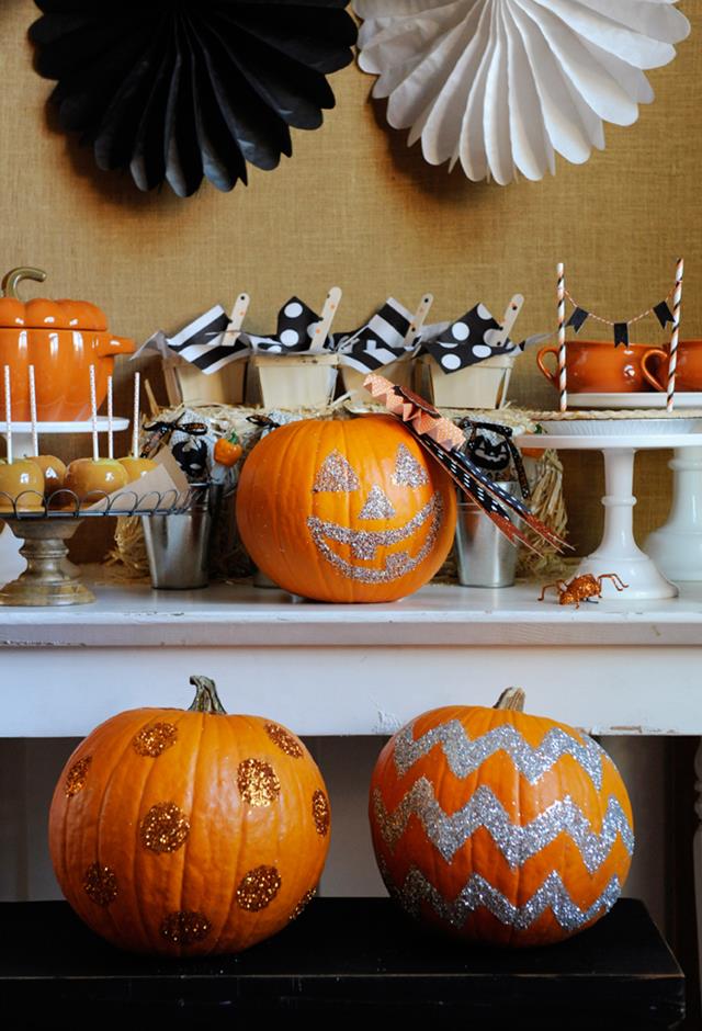 DIY Glittering Pumpkins