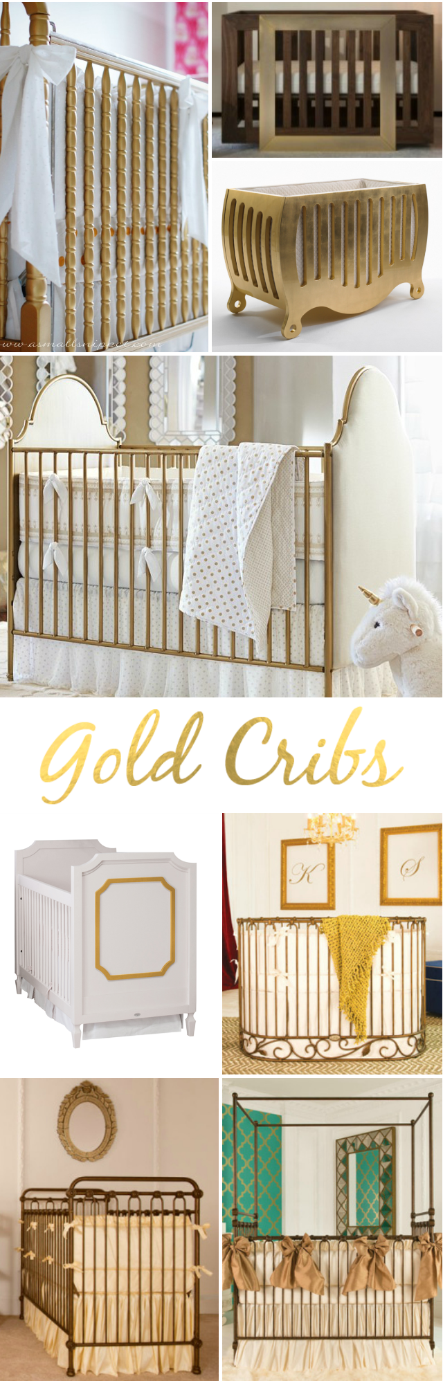 gold metal crib nursery