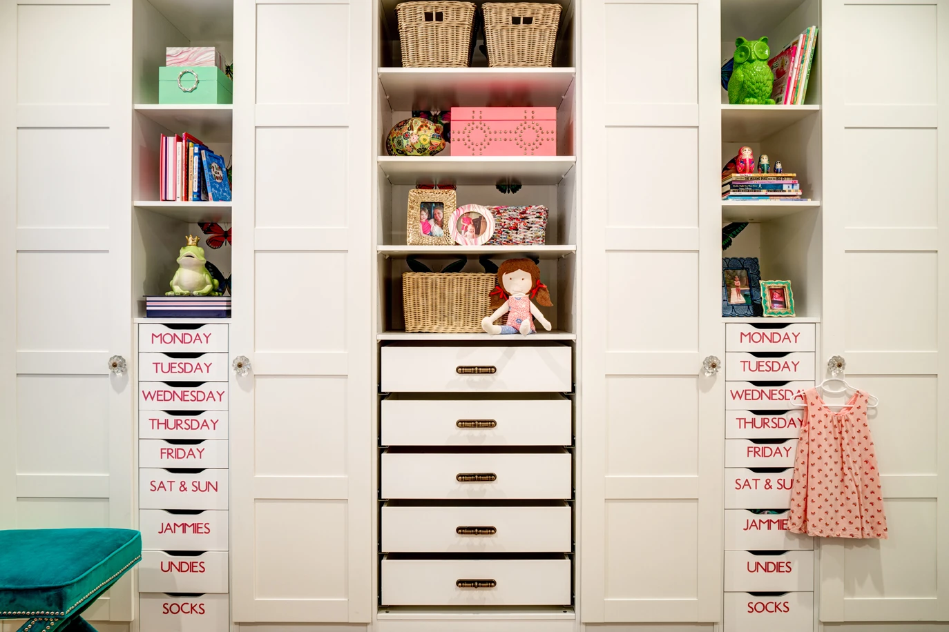 Shared Girls Room Closet Organization