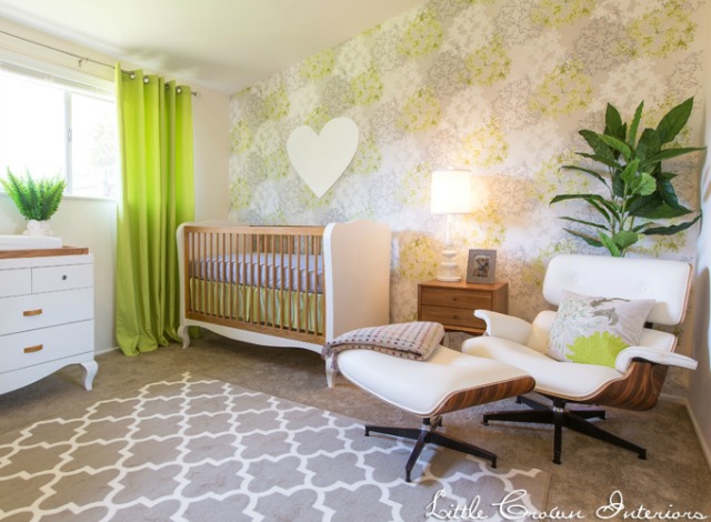 Lime Green, Gray and White Nursery by Little Crown Interiors