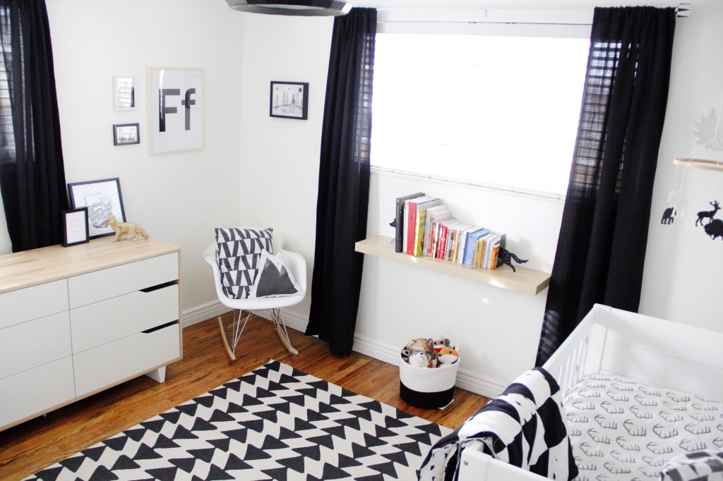 Black and White Nursery with Triangle Area Rug - Project Nursery