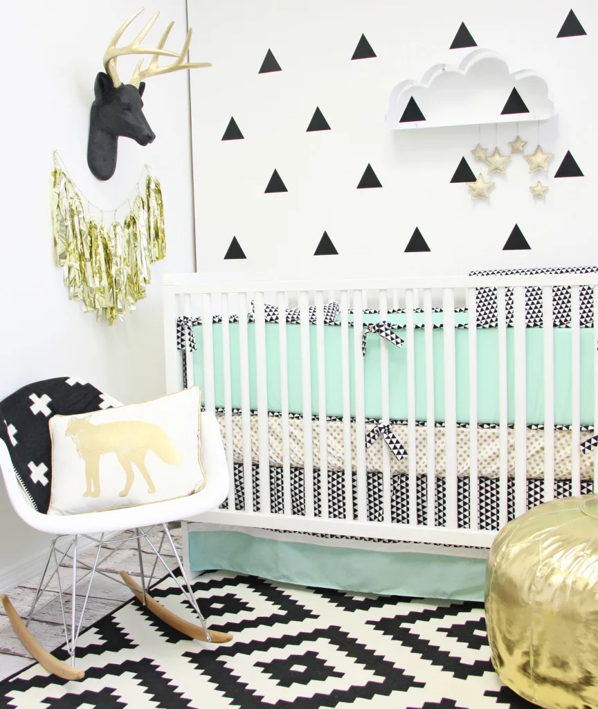 Mint, Black and White Nursery with Triangle Decals - Project Nursery