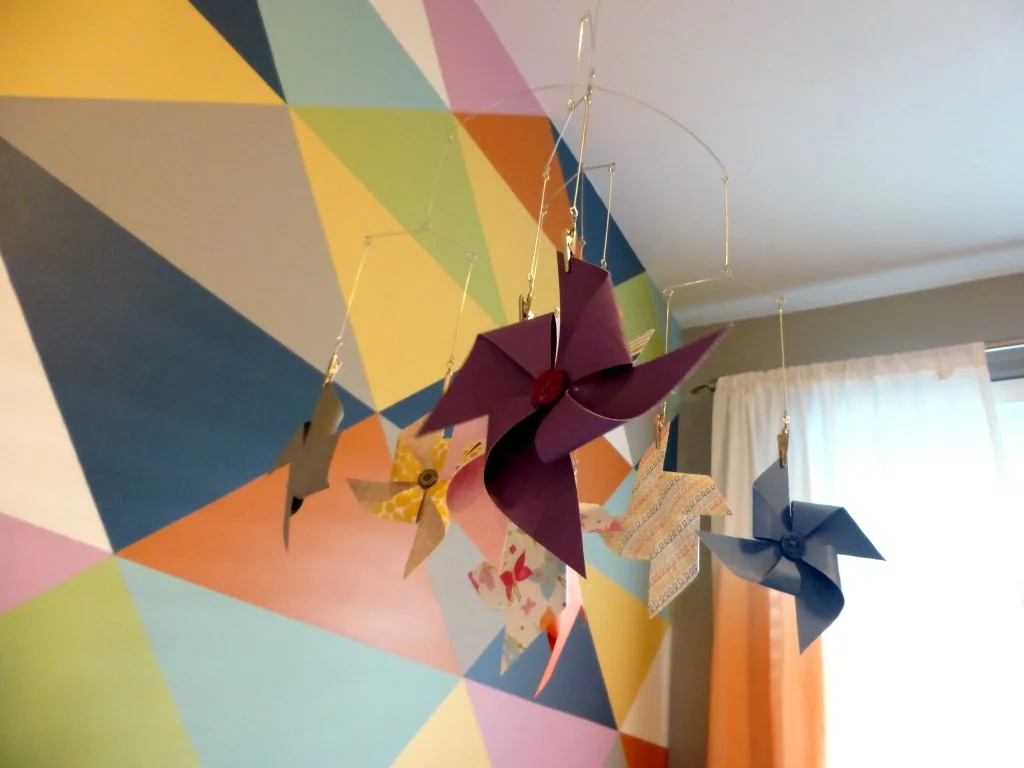 Graphic Accent Wall and Pinwheel Mobile - Project Nursery