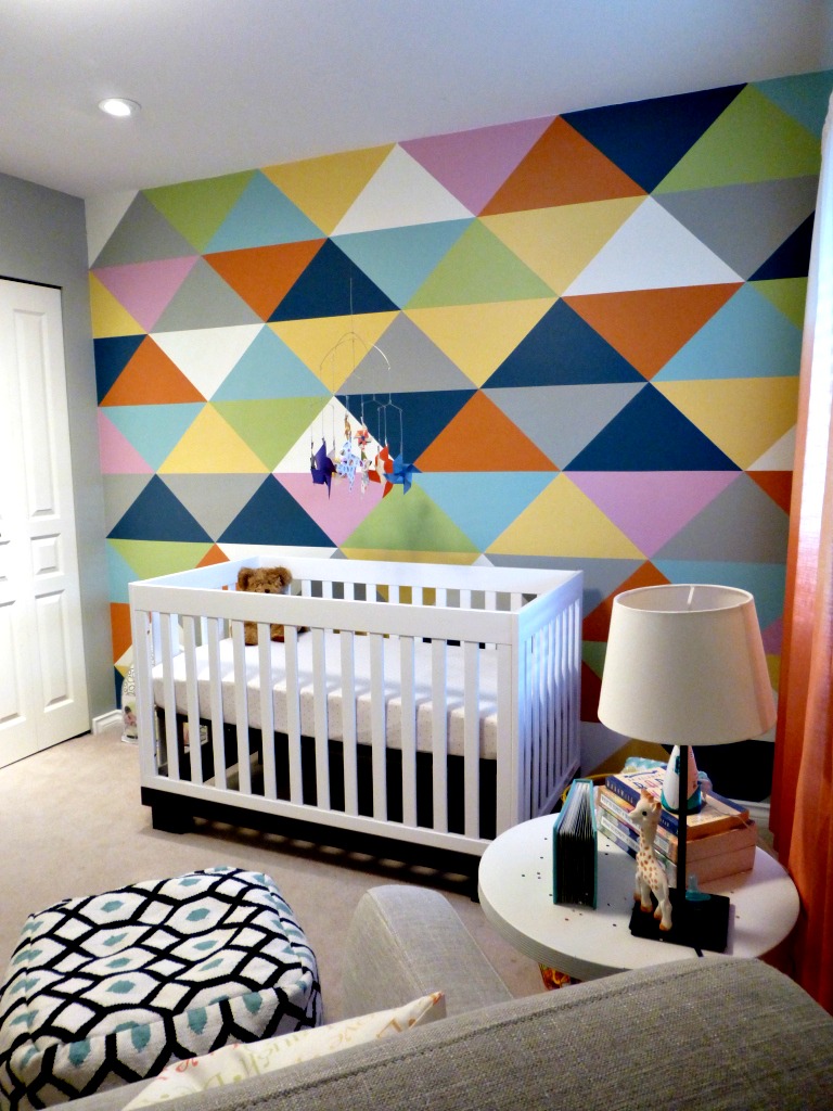 Nursery with Colorful Triangle Accent Wall - Project Nursery