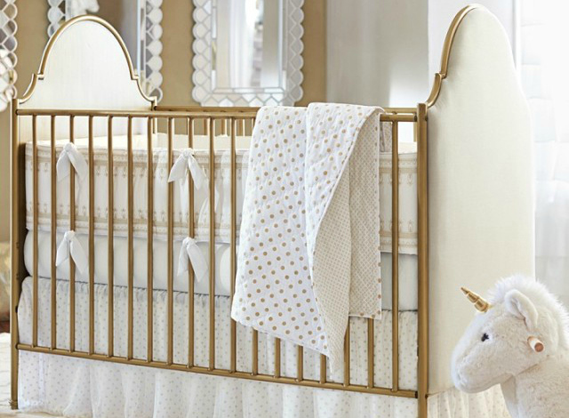 Gold metal 2024 baby crib