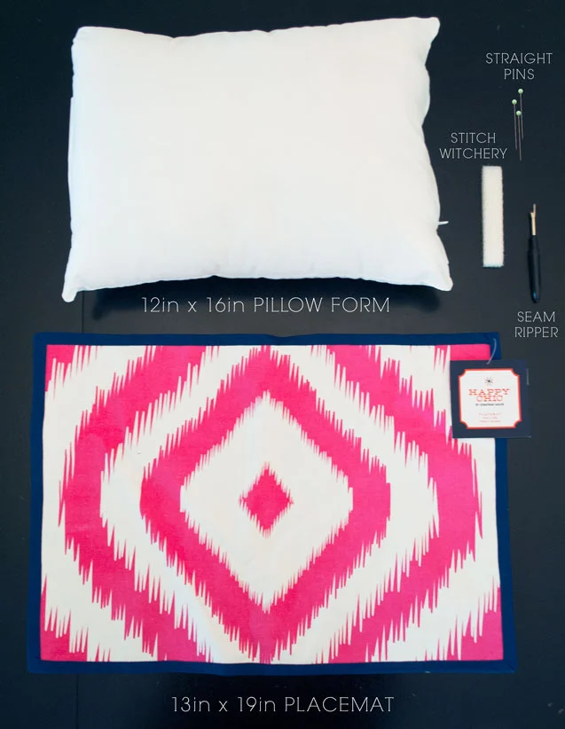 Placemat Pillow Tutorial Supply list