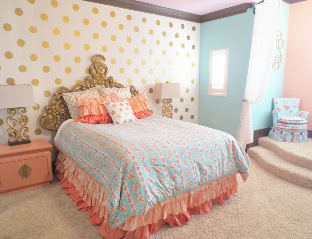 Coral, Gold and Turquoise Girl's Room - Project Junior