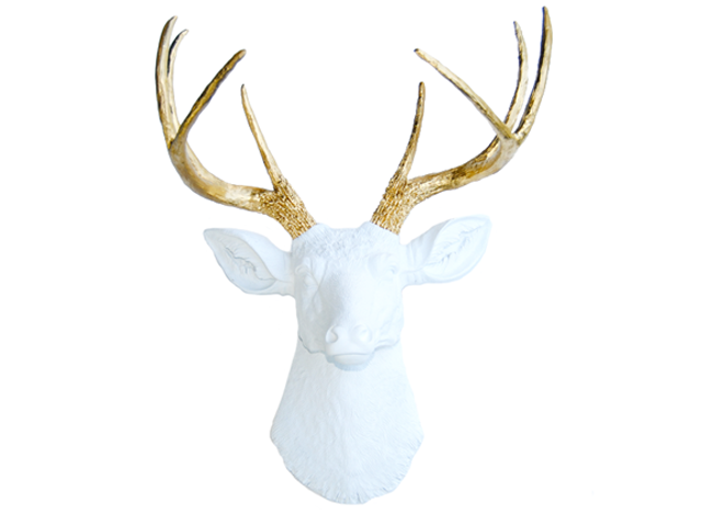 White Deer Head with Gold-A