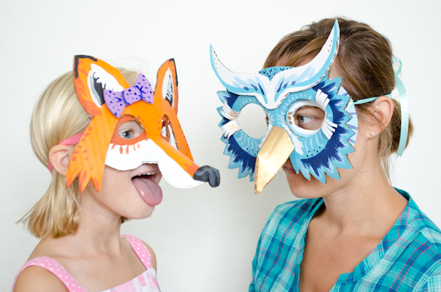 DIY Cardboard Owl and Fox Masks