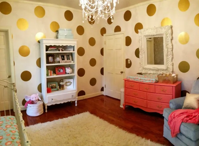 Nursery with Gold Polka Dot Wall Decals - Project Nursery