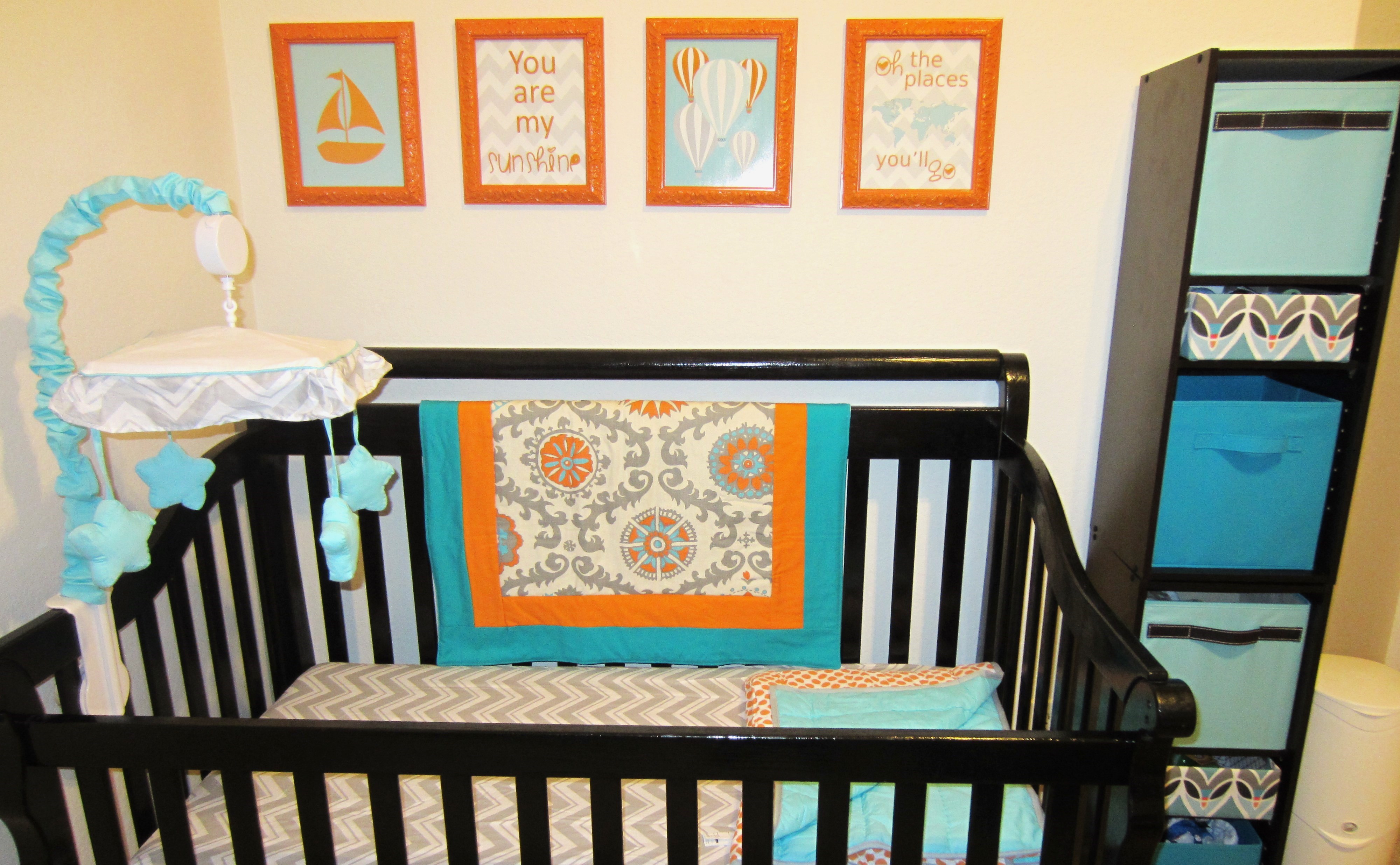 Turquoise, Orange and Grey Nursery