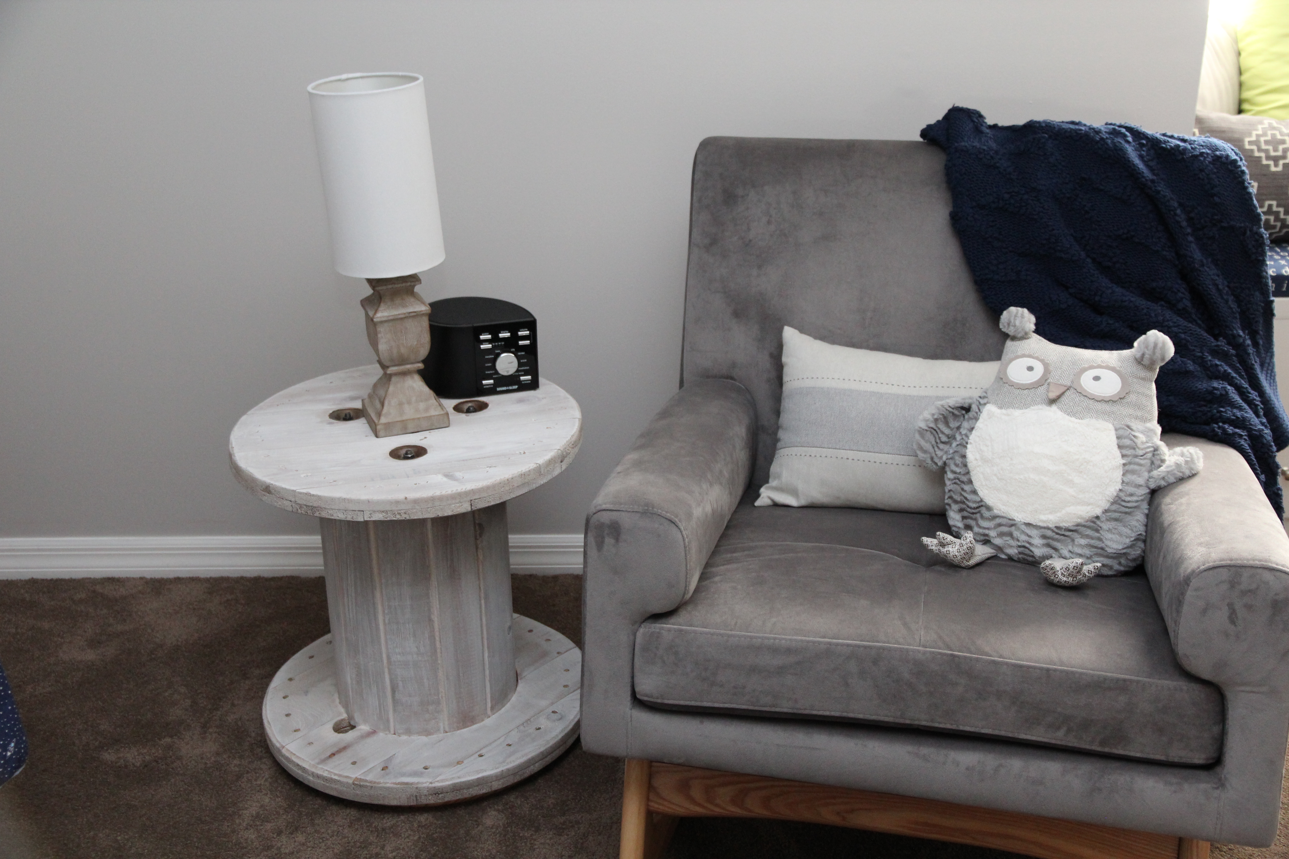 A DIY Whitewashed Industrial Spool Table