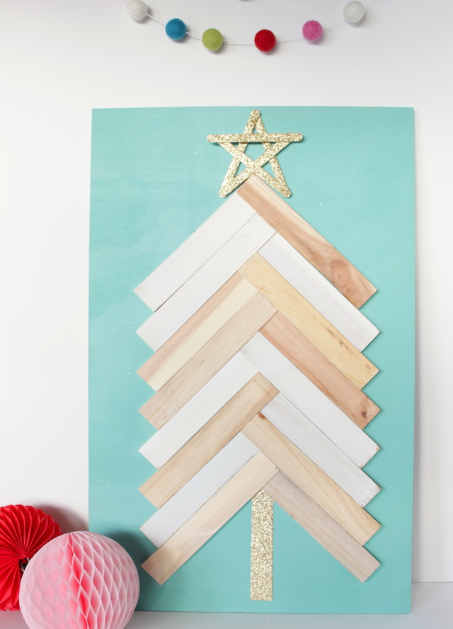 DIY Christmas Tree Art with Glitter Star